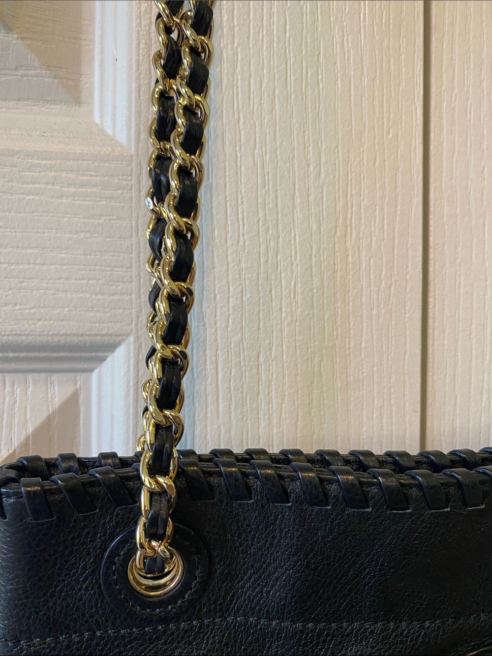 Tory Burch Marion Black Leather Chain Shoulder Tote Bag Gold Hardware - Picture 5 of 13